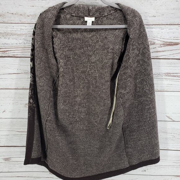 Chico's Women's 100%Wool Knit Animal Print Ombre Open Cardigan Size 0 - Picture 2 of 13